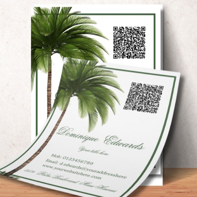 Tropischer Palmbaum-QR-Code Stylisch  Flyer (Von Creator hochgeladen)
