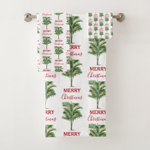 Tropischer Palmbaum-Weihnachtsbaum-Feiertag Badhandtuch Set