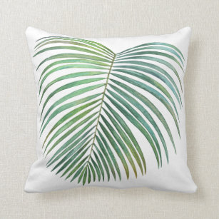 Tropischer Palmblätterdruck, Wasserfarbe Kissen