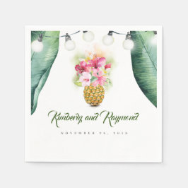 Tropischer Palmblätterlein und Ananas-Ananas-Stran Serviette