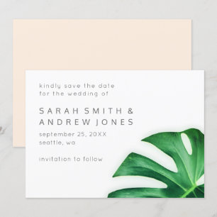 Tropischer Palmblättriger Leaf Save the Date Minim
