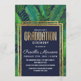 Tropischer Palme-grünes Goldmarine-Blau-Abschluss Einladung