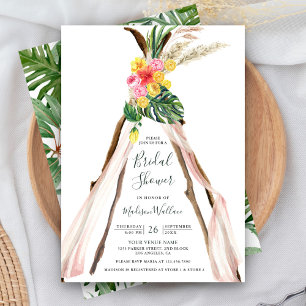 Tropischer Palmen-Boho-Dreiecksbogen Brautparty Einladung