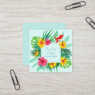 Tropischer Palmen-Wedel-Reisebüro-Agent Quadratische Visitenkarte