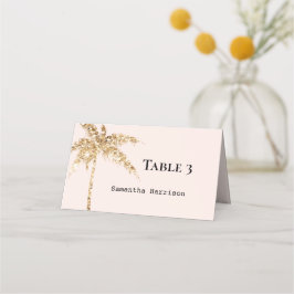 Tropischer Palmenbaum aus Gold Glitzer Platzkarte