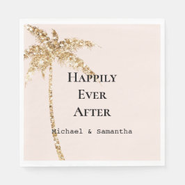 Tropischer Palmenbaum aus Gold Glitzer Serviette