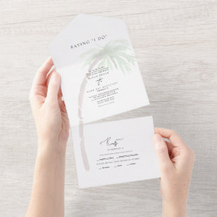 Tropischer Palmenbaum Sagt I Do Hochzeit All In One Einladung