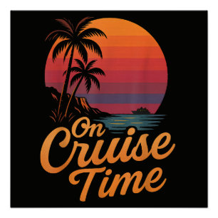Tropischer Palmenbaum-Sonnenuntergangs-Kreuzfahrt- Poster