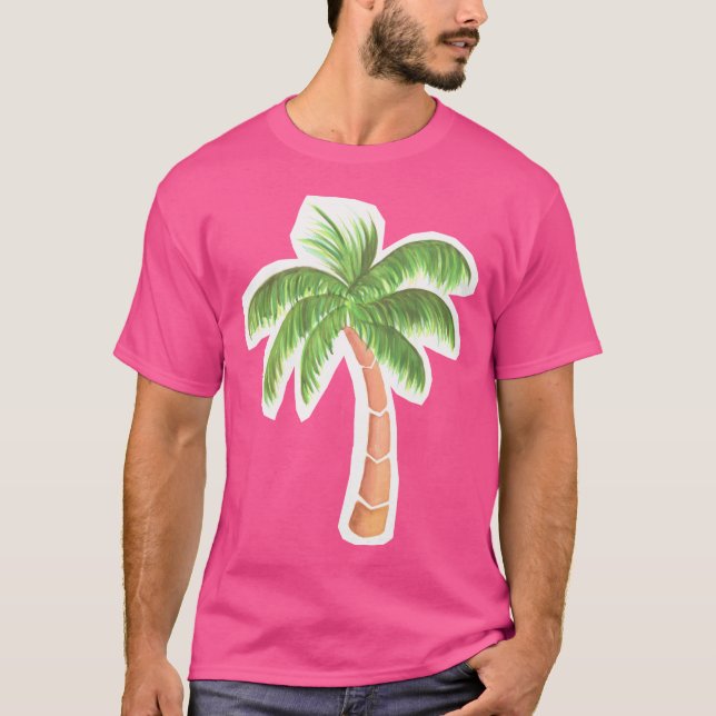 Tropischer Palmenbaum - Wasserfarbe T-Shirt (Vorderseite)