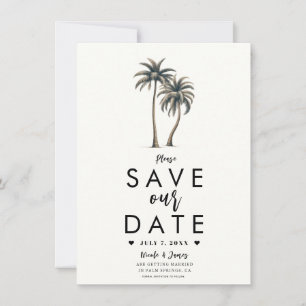 Tropischer Palmenstrand Hochzeit - Save the Date Einladung