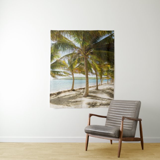 Tropischer Palmenstrand  Wandteppich (Beispiel)