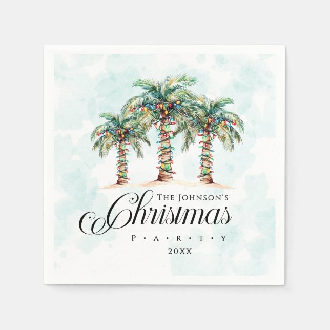 Tropischer Palmenstrand Weihnachten Serviette (Vorderseite)
