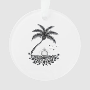 Tropischer Palmenuntergang – Minimalistische Stran Ornament