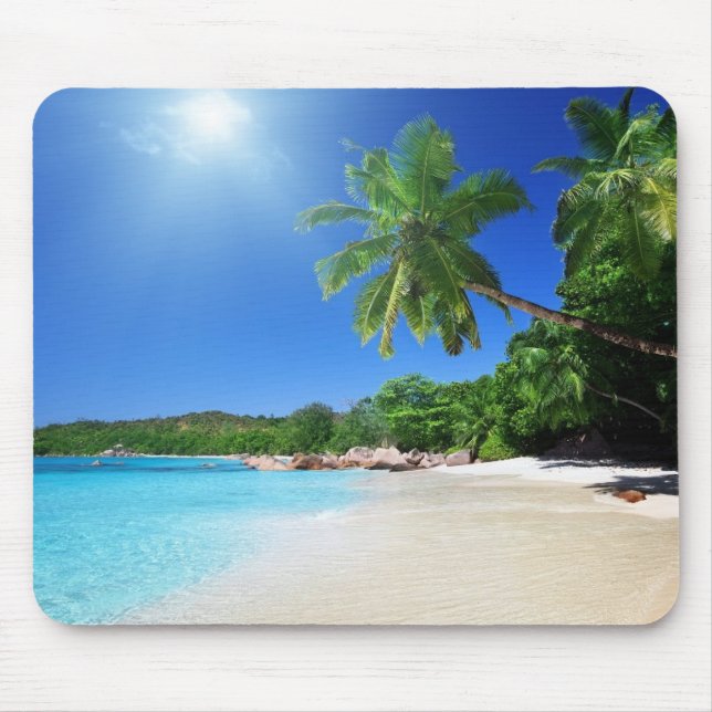 Tropischer palmtrees Paradiesstrand Mousepad (Vorne)