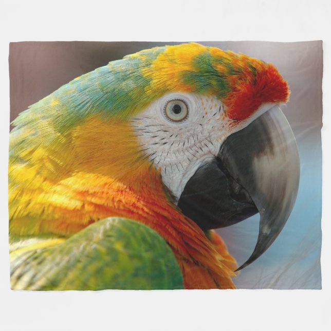 Tropischer Papagei Fleecedecke (Vorderseite (Horizontal))