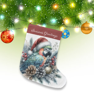 Tropischer Papagei-Frohe Festtage Weihnachten Großer Weihnachtsstrumpf