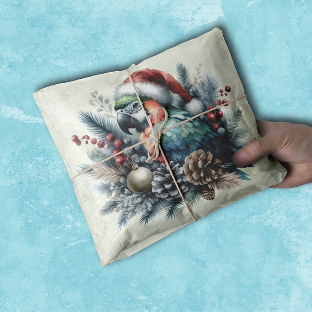 Tropischer Papagei-Frohe Festtage Weihnachten Seidenpapier (Von Creator hochgeladen)
