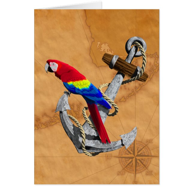 Tropischer Papagei und Anker (Vorne)