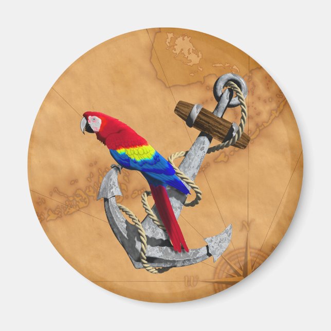 Tropischer Papagei und Anker Magnet (Vorne)