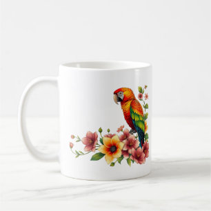 Tropischer Papagei und Blumen  Kaffeetasse