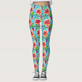 Tropischer Papagei und Muster der Blume Leggings