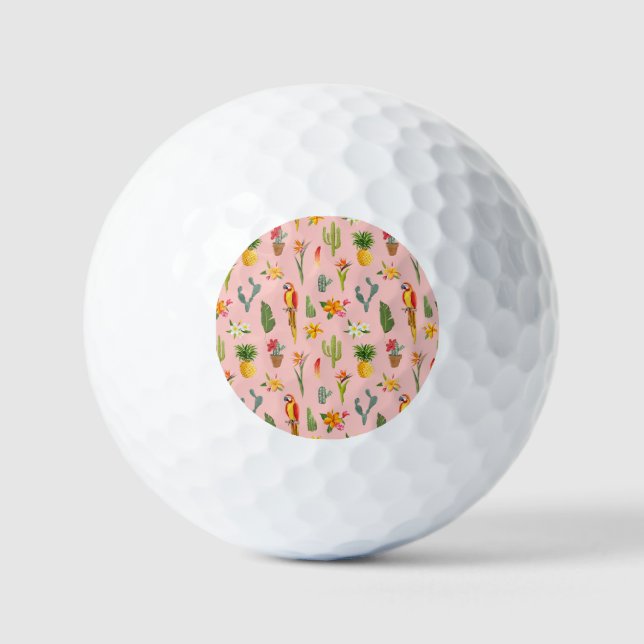Tropischer Papagei, Vintages Muster. Golfball (Vorderseite)
