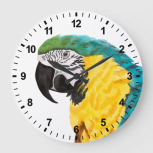Tropischer Papageien-Vogel Große Wanduhr