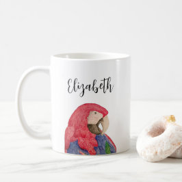 Tropischer Papageienbäumchen Zeichnend Kaffeetasse