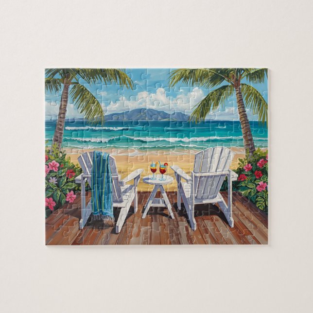 Tropischer Paradiesblick Puzzle (Horizontal)