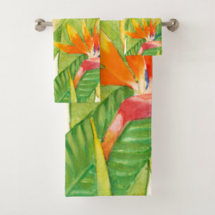 Tropischer Paradiesvogel der Blumen-  Badhandtuch Set