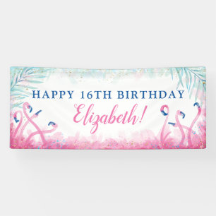 Tropischer Party-blauer rosa Flamingo-alles Gute Banner