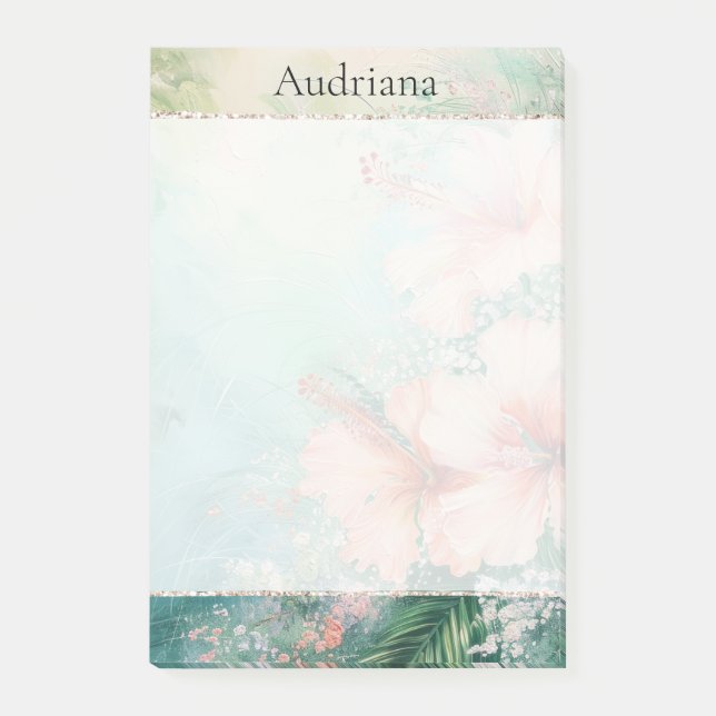 Tropischer Pfirsichweißer Hibiskus Post-it Klebezettel (Vorderseite)