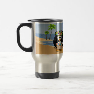 Tropischer Pinguin-Paare Hula Piraten-Insel-Strand Reisebecher