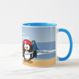 Tropischer Pinguin-Paare Hula Piraten-Insel-Strand Tasse
