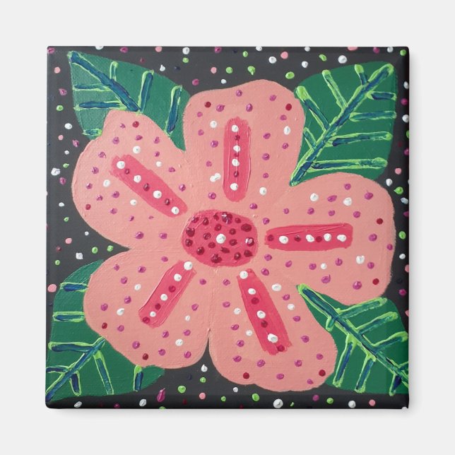 Tropischer Pink-Hibiskus Magnet (Vorne)