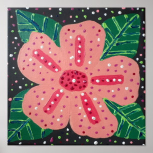 Tropischer Pink-Hibiskus Poster