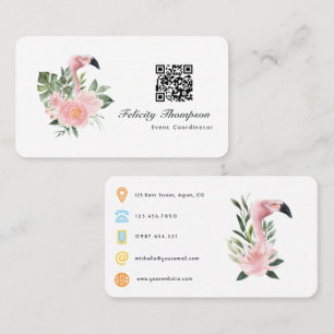 Tropischer Pinker Flamingo-Event-Koordinator-QR-Co Visitenkarte