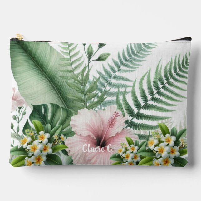 Tropischer Plumeria Foliage Accessory Pouch Zubehörtasche (Vorderseite)