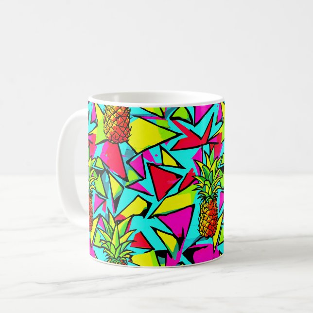 Tropischer Pop Ananas Kaffeetasse (Vorderseite Links)