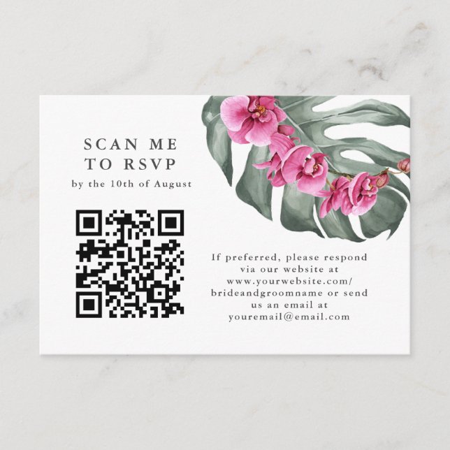 Tropischer QR-Code-UAWG für Orchideen in Pink Begleitkarte (Vorderseite)