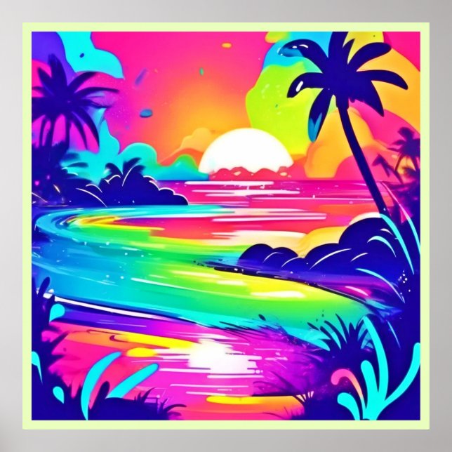Tropischer Regenbogen Beach Dream Poster (Vorne)
