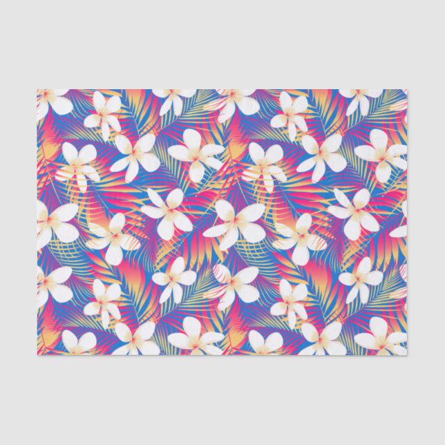 Tropischer Regenbogen-Frangipani Seidenpapier (Vorderseite)