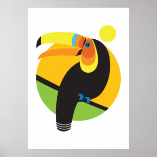 Tropischer Regenwald Moderner grafischer Toucan-Bi Poster