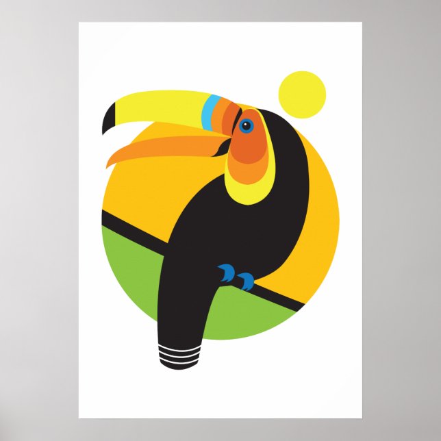 Tropischer Regenwald Moderner grafischer Toucan-Bi Poster (Vorne)