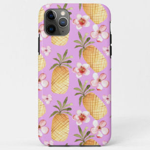 Tropischer Retro-Ananas-Druck auf lila Hintergrund Case-Mate iPhone Hülle