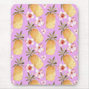 Tropischer Retro-Ananas-Druck auf lila Hintergrund Mousepad