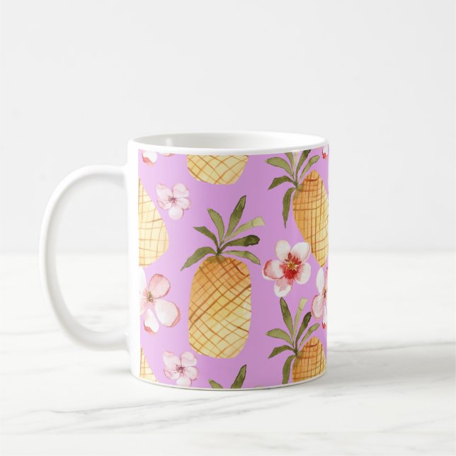 Tropischer Retro-Ananas-Druck Kaffeetasse (Links)