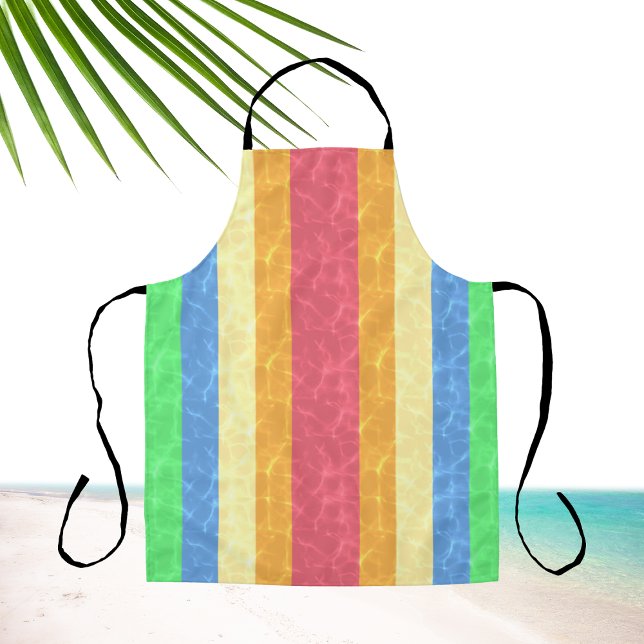 Tropischer Retro-Streifen Sonnenaufgang - Pastell- Schürze (Add a splash of 90s flair to your kitchen attire with this tropical-inspired retro apron.)