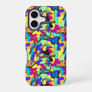 Tropischer Retro-Tukan-Ara-Baumfrosch-Clownfisch iPhone 16 Hülle