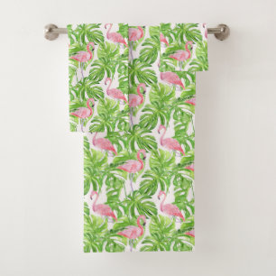 Tropischer Rosa Flamingo Badhandtuch Set